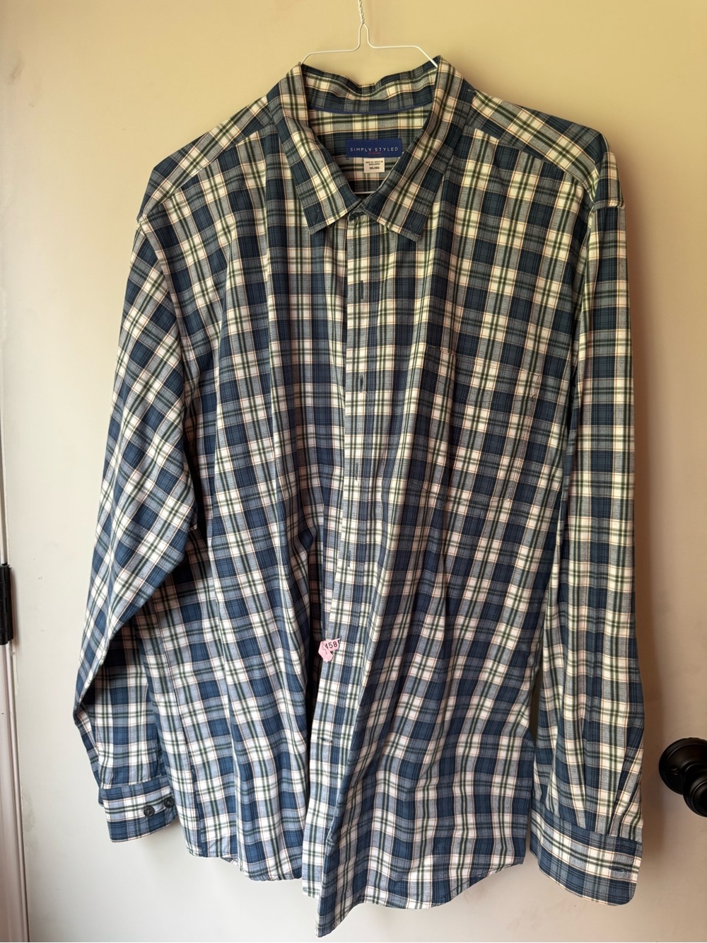 Sears Blue and White Plaid Button-Down Shirt